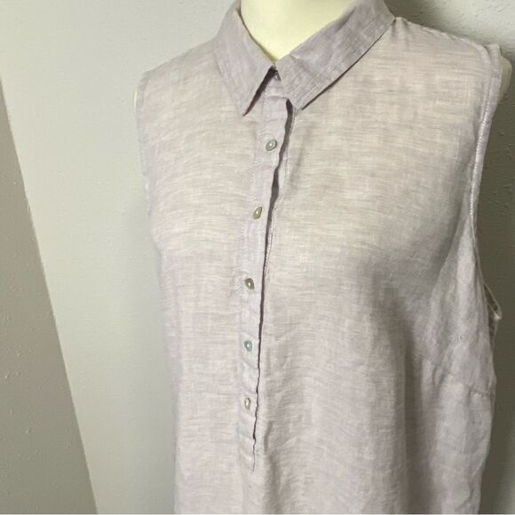 Sigrid Olsen 100% Linen Beige Sleeveless Beachy Shirt Dress Women's Size 1X - Picture 9 of 14